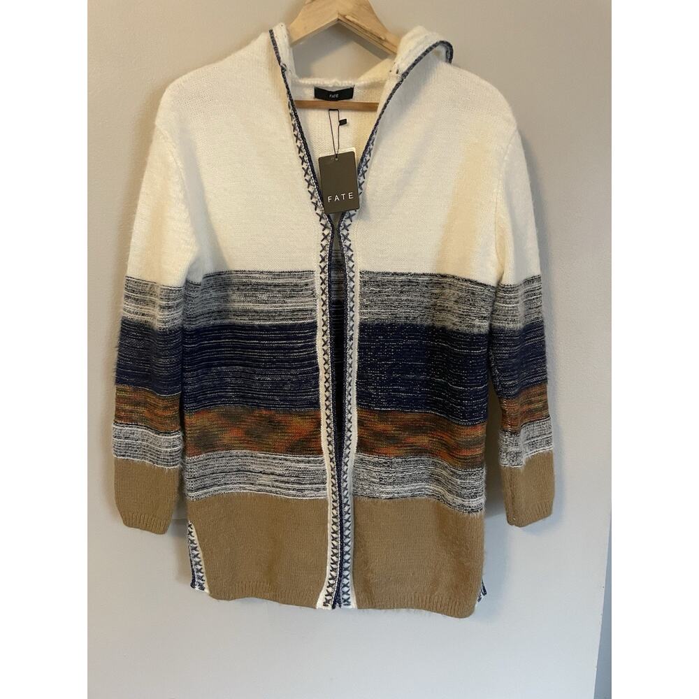 Boho Hooded Cardigan Sweater Soft Cozy Duster Jacket Women's XS NWT Fate